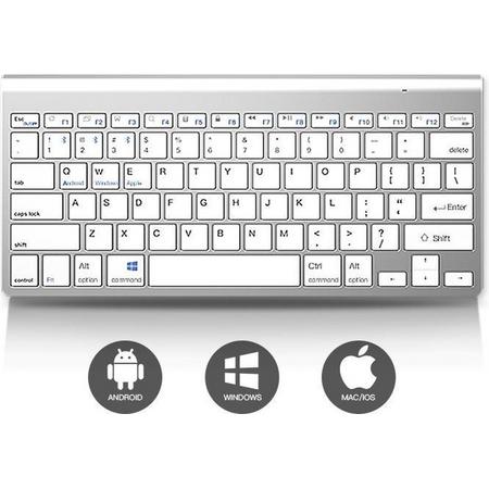 Universeel Draadloos Bluetooth Toetsenbord - Wireless Keyboard - Oplaadbaar toetsenbord - iOS, Android & Windows - Wit