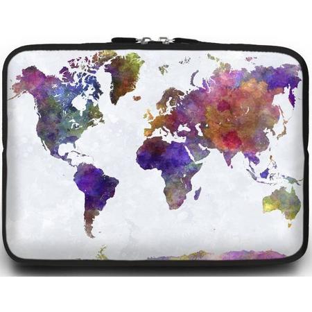 Universele Laptop Sleeve - 15.6 inch - Colorfull World Map