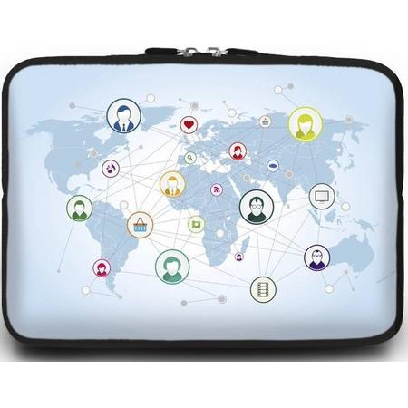 Universele Laptop Sleeve - 15.6 inch - Social World Map