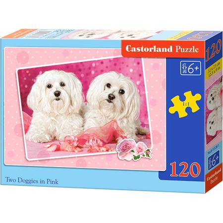 Two Doggies in Pink - 120 stukjes