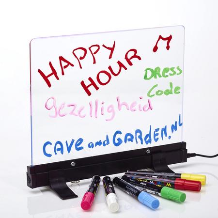 Led schrijfbord - LED - Tekenbord - 30 x 40cm - incl. 6 markers - Decoratie - Ledbord - Led sign - Mancave - Womencave - Cave & Garden