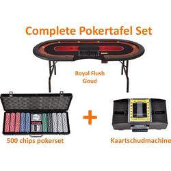 Pokertafel Royal flush - Set - Pokertafel - Complete set - Schud machine - 500 chip set - Goud - Professionele set - Poker tafel - Poker set - Cave & Garden