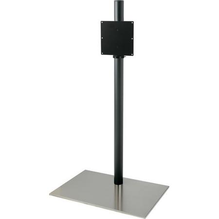 Cavus zwarte vloerstandaard met rechthoekige RVS voet voor schermen tot 55 inch - 100 cm hoog