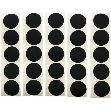 25 Grote Mat Zwarte Ronde Stickers Sluitstickers - Beschrijfbaar - Doorsnede 3,5 cm