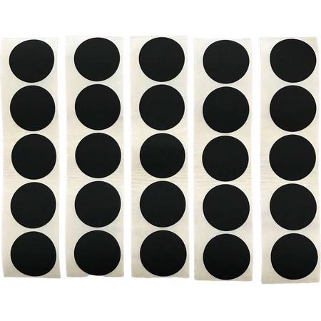 25 Kleine Mat Zwarte Ronde Stickers Sluitstickers - Beschrijfbaar - Doorsnede 2,5 cm