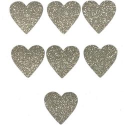 25 Zilver Glitter Hartjes Stickers - Doorsnede 2,5 cm