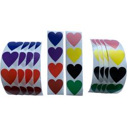 40 Hartjes Stickers - 5 Stuks per kleur - Blauw Paars Rood Bruin Roze Geel Zwart Groen - Doorsnede 2,5 cm