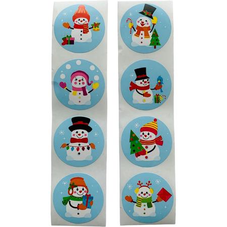 40 Kerst Stickers / Merry Christmas - 5 Stuks per motief - Sneeuwpop Kerstboom - Blauw Wit Rood Groen - Doorsnede 2,5 cm - Nummer 9