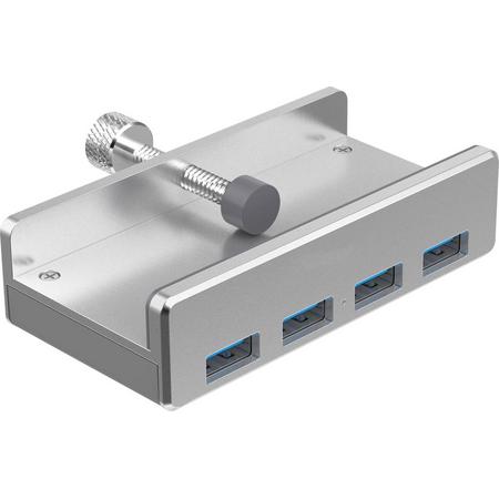 USB 3.0 Hub met klem voor vastzetten aan bureau / monitor - Usb splitter - 5 Gbps  - Incl. kabel