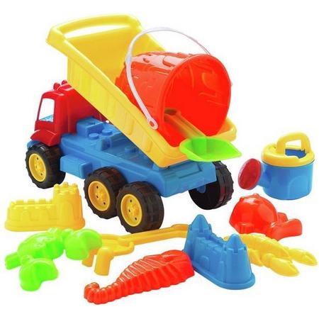 Chad Valley zand speelgoed vrachtwagen en gereedschap 11 delige set