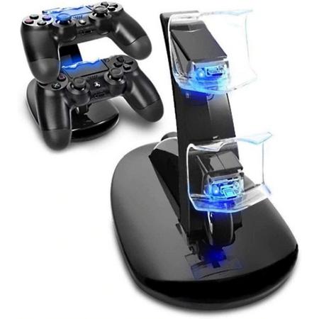 Dubbel Oplaadstation PS4 Controller - Draadloze Lader PS4 Dual Shock Controller - Dubbel Docking Station - Dual Shock Lader PS4 - Laadstation - Wireless USB Charger - Zwart