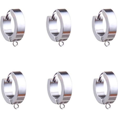 6 -Basis- RVS -oorringen- Zilverkleur-Sieraden maken