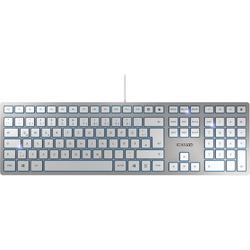 CHERRY KC 6000 Slim toetsenbord USB Amerikaans Engels Zilver, Wit