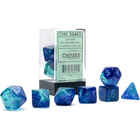Chessex 7-Die set Gemini - Blue-Blue/Light Blue