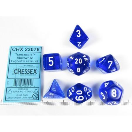 Chessex Translucent Blue w/white polydice set