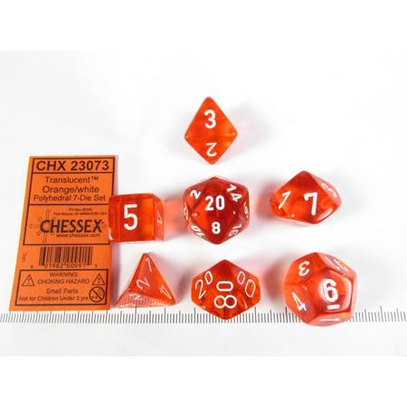 Chessex Translucent Orange w/white polydice set