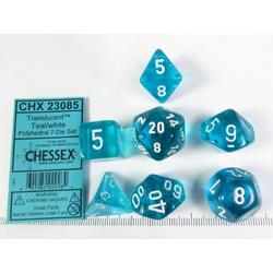 Chessex Translucent Teal w/white polydice set