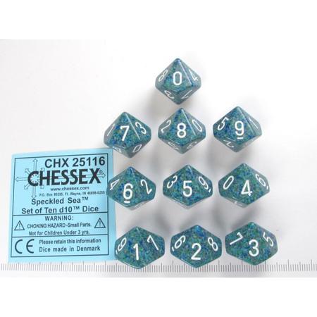 Chessex dobbelstenen set, 10 10-zijdig, Speckled Sea