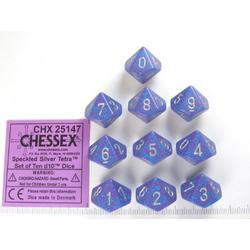 Chessex dobbelstenen set, 10 10-zijdig, Speckled Silver Tetra