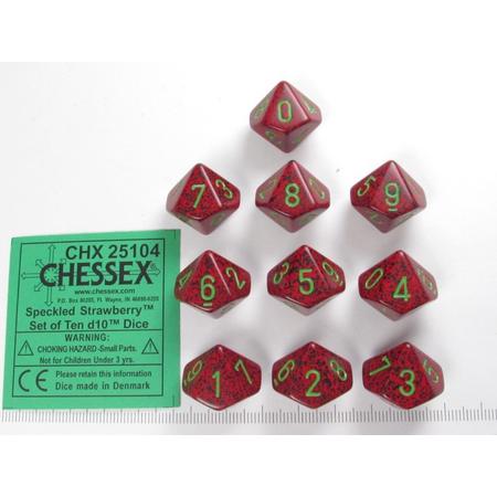Chessex dobbelstenen set, 10 10-zijdig, Speckled Strawberry