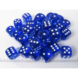 Chessex dobbelstenen set, 36 6-zijdig 12 mm, transparant blauw