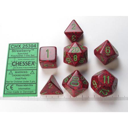Chessex dobbelstenen set, 7 polydice, Speckled Strawberry