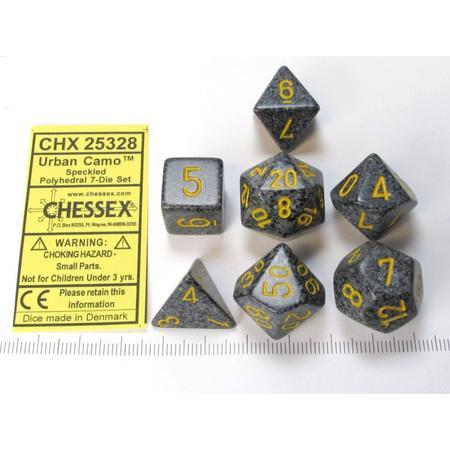 Chessex dobbelstenen set, 7 polydice, Speckled Urban Camo