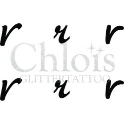 Chloïs Glittertattoo Sjabloon - Small Letter r - Multi Stencil - CH9774 - 1 stuks zelfklevend sjabloon met 6 kleine designs in verpakking - Geschikt voor 6 Tattoos - Nep Tattoo - Geschikt voor Glitter Tattoo, Inkt Tattoo of Airbrush