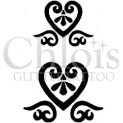 Chloïs Glittertattoo Sjabloon 5 Stuks - Elegant Heart - Duo Stencil - CH4804 - 5 stuks gelijke zelfklevende sjablonen in verpakking - Geschikt voor 10 Tattoos - Nep Tattoo - Geschikt voor Glitter Tattoo, Inkt Tattoo of Airbrush