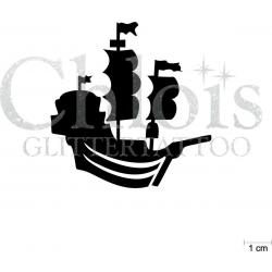 Chloïs Glittertattoo Sjabloon 5 Stuks - Pirate Ship - CH5307 - 5 stuks gelijke zelfklevende sjablonen in verpakking - Geschikt voor 5 Tattoos - Nep Tattoo - Geschikt voor Glitter Tattoo, Inkt Tattoo of Airbrush