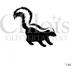 Chloïs Glittertattoo Sjabloon 5 Stuks - Skunk - CH1208 - 5 stuks gelijke zelfklevende sjablonen in verpakking - Geschikt voor 5 Tattoos - Nep Tattoo - Geschikt voor Glitter Tattoo, Inkt Tattoo of Airbrush