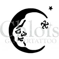 Chloïs Glittertattoo Sjabloon 5 Stuks - Sleepy Moon - CH4012 - 5 stuks gelijke zelfklevende sjablonen in verpakking - Geschikt voor 5 Tattoos - Nep Tattoo - Geschikt voor Glitter Tattoo, Inkt Tattoo of Airbrush