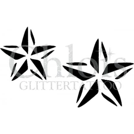 Chloïs Glittertattoo Sjabloon 5 Stuks - Two Stars 2 - Duo Stencil - CH4037 - 5 stuks gelijke zelfklevende sjablonen in verpakking - Geschikt voor 10 Tattoos - Nep Tattoo - Geschikt voor Glitter Tattoo, Inkt Tattoo of Airbrush