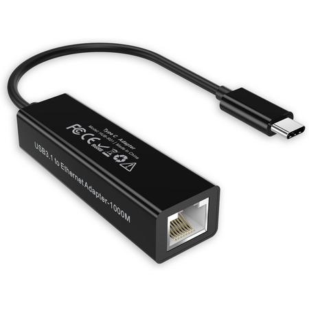 Choetech - USB Type-C naar RJ45 Ethernet Adapter - 10/100/1000Mbps - Kabellengte: 13CM - Zwart