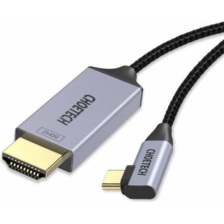 Choetech USB-C naar HDMI kabel met DP Alt Mode (4K 60 Hz) - haaks / zwart/zilver - 1,8 meter