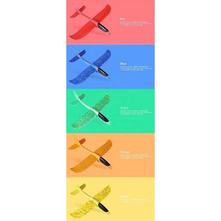 Zweefvliegtuig XL met verlichting Regenboogpakket 5 kleuren!  - EXTRA GROOT wegwerp vliegtuig foam - Speelgoed vliegtuig - stuntvliegers - vliegtuig kinderen - buitenspeelgoed - Vliegtuig van verhard foam