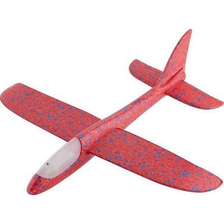 Zweefvliegtuig met verlichting Rood XL - EXTRA GROOT wegwerp vliegtuig foam - Speelgoed vliegtuig - stuntvliegers - vliegtuig kinderen - buitenspeelgoed - Vliegtuig van verhard foam