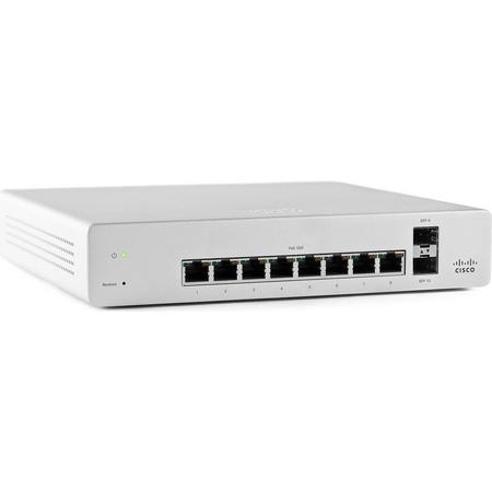 Cisco Meraki MS220-8P Managed L7 Gigabit Ethernet (10/100/1000) Zilver Power over Ethernet (PoE)