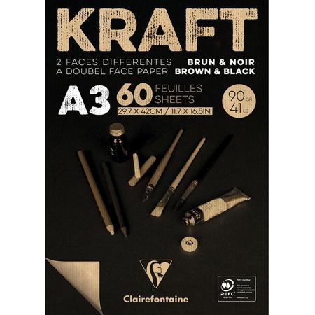 Clairefontaine Kraft Papier A3 21 x 29,7 cm 90 g/m2 60 Sheets
