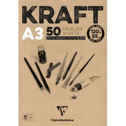 Clairefontaine Kraftpapier A3 Blok - Bruin - Bevat 50 vellen van 120 gr