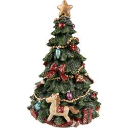 Clayre & Eef Muziekdoos Kerstboom 19 cm Groen Kunststof Kerstdecoratie Beeld Decoratief Figuur Decoratieve Accessoires