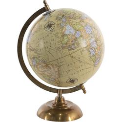 Clayre & Eef Wereldbol Decoratie 22*22*33 cm Groen Hout, Ijzer Globe Aardbol