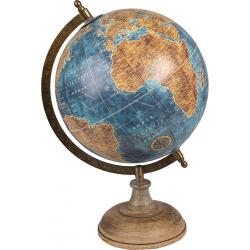 Clayre & Eef Wereldbol Ø 22*37 cm Blauw Kunststof Globe Aardbol Woonaccessoires