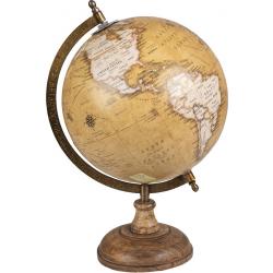 Clayre & Eef Wereldbol Ø 22*37 cm Geel Hout Ijzer Globe Aardbol Woonaccessoires