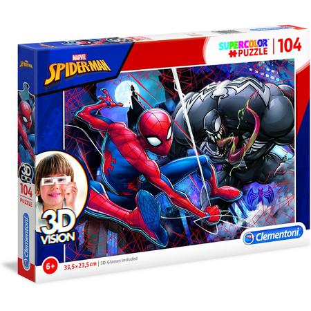 Clementoni - 3D vision puzzel - Spiderman - 104 stukjes