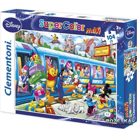 Clementoni - Disney Vriendjes Trein Super Color Maxi Puzzel - 104 Stukjes