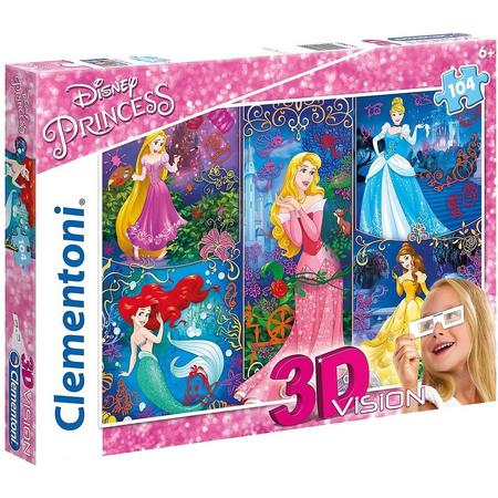 Clementoni Puzzel 3d-vision Disney Princess 104 Stukjes