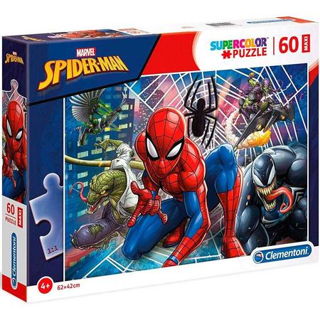 Clementoni Supercolor Maxi Puzzel Spider-man 60 Stukjes