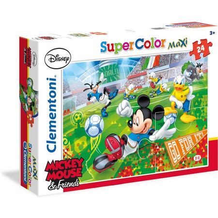 Clementoni Supercolor Maxi puzzel Disney Mickey Mouse and friends voetbal - 24 grote stukjes