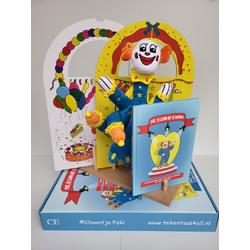 Clowntje Poki, boek, 2 poppenkast (jes) en handpop